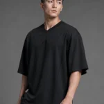 Degrey Jersey Mesh Fabric Shirt in BLACK with Embroidered D Logo - JERMESHDEN