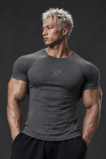 Degrey BIG Compressor Tee sports t-shirt in GRAY with embroidered logo - BIGCOMTEEGREY