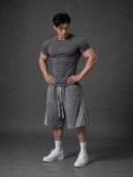 Degrey BIG Compressor Tee sports t-shirt in GRAY with embroidered logo - BIGCOMTEEGREY - Image 2
