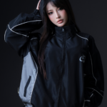 Degrey Black Sports Windbreaker Jacket with Mascot Print - JKMASCOT