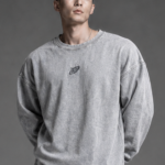 Degrey WAX oversized long-sleeved T-shirt in GRAY with embroidered Degrey logo - OVSLONGWAXXAM