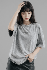 Degrey Gray Wax T-shirt, loose fit, embroidered logo - OVSWAXXAM - Image 2