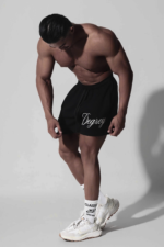 Degrey Black sweatpants with embroidered Big Logo, sporty design, double-layered fleece fabric - QTTBIGDEGREY