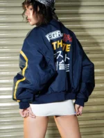Degrey Japan Korea Bomber Jacket - Navy - BOMBNAVY - Image 3